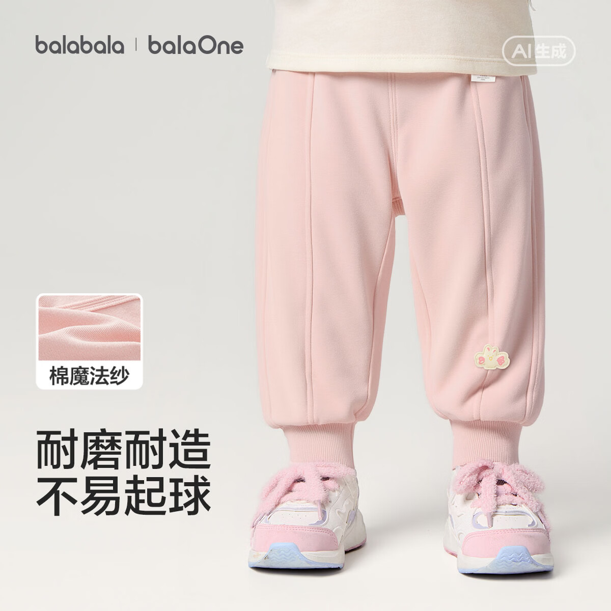 巴拉巴拉童装儿童裤子男童女童2026新款春秋婴儿保暖长裤休闲运动裤卡通潮 梦幻粉-春季休闲 130
