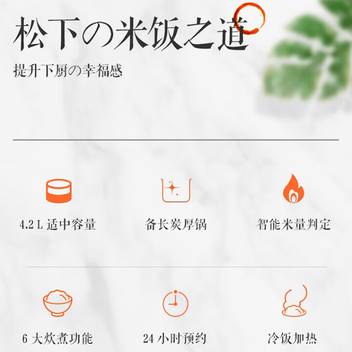 松下（Panasonic）经典智能大容量家用电饭煲备长炭多功能饭锅9新DC106156186 DC186-N[白色]9新 4.8L