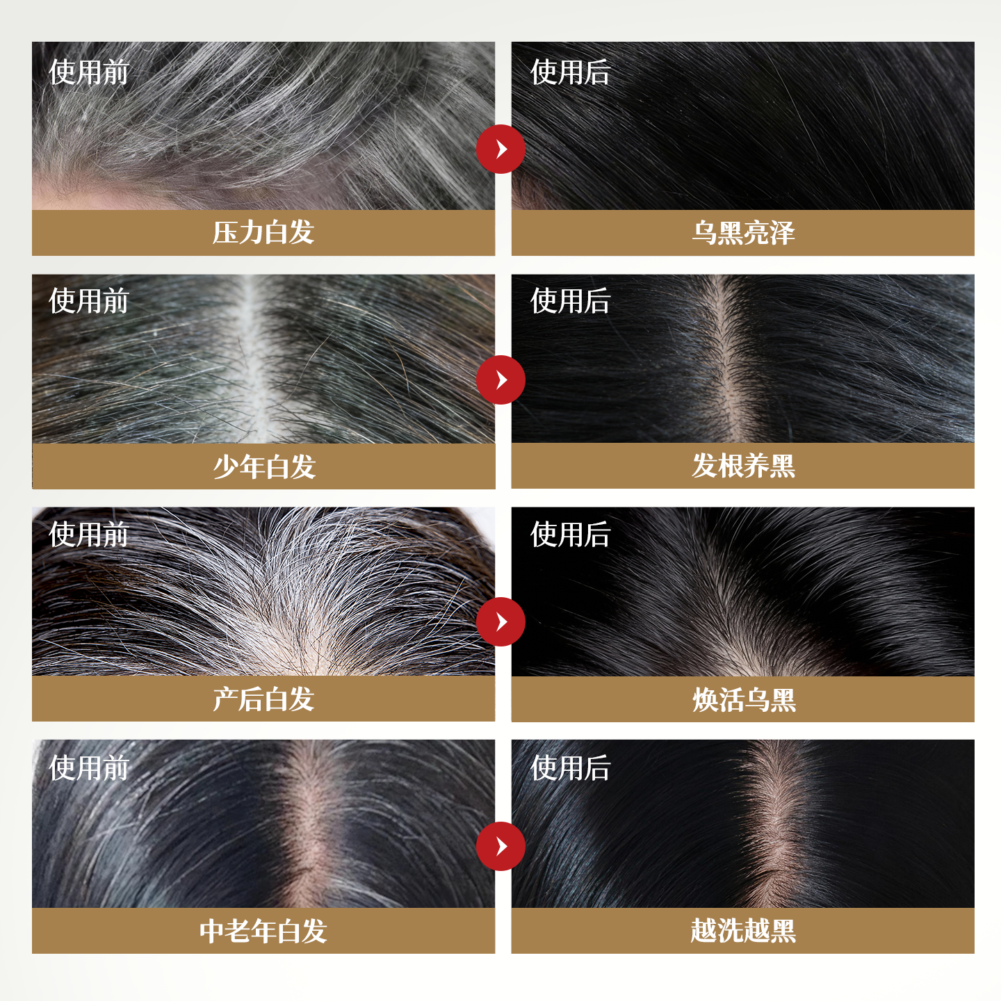 OSXE【进口原料】黑灵芝何首乌洗发水根源白头发转黑发强韧发根养黑 【白发专用】轻度1瓶见效装500ml*1