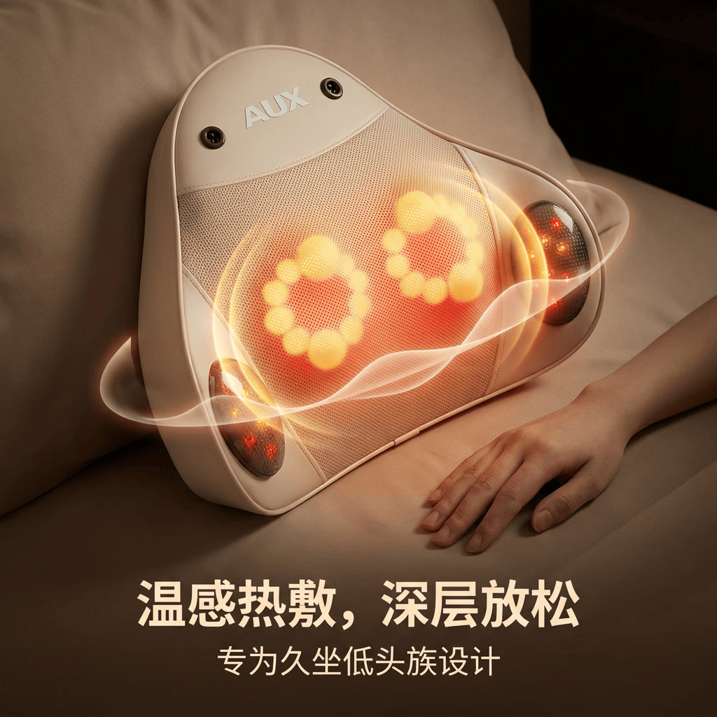 奥克斯腰部按摩器按摩仪颈腰椎靠垫热敷腰肌背部办公家用送父母长辈爸妈妈女老婆的老人生日母亲节礼物品 【插电款】礼盒装+双磁石+红光热敷+环抱护腰多部位