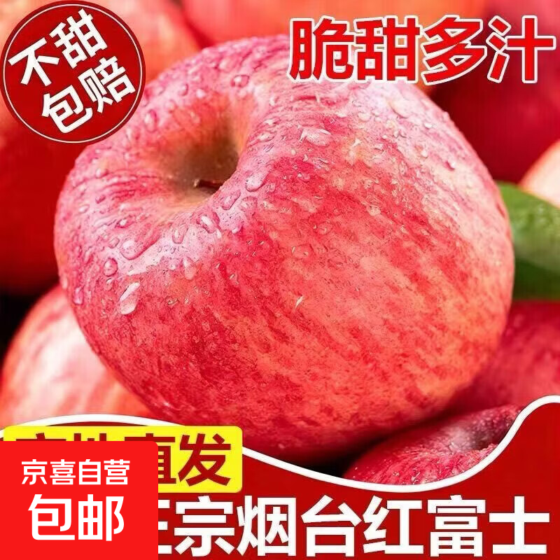 山东烟台红富士苹果生鲜整箱礼盒新鲜水果平果 整箱2斤净重1.6斤中果【果径70-75】