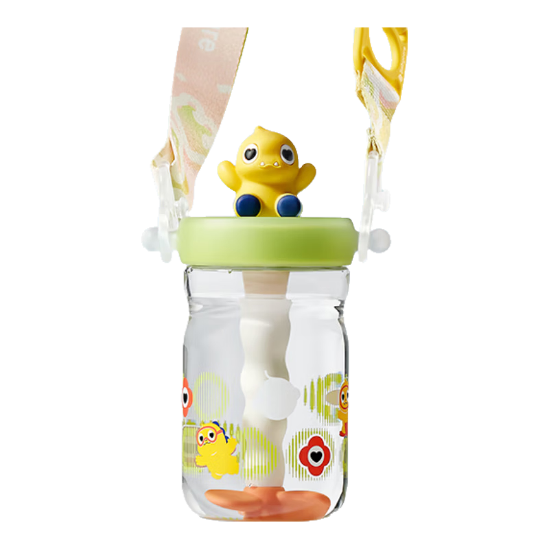 babycare恐龙吸管水杯儿童吸管杯大宝宝直饮幼儿园小学水壶上学户外运动粉