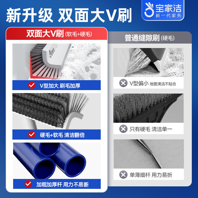 宝家洁【杨幂同款】地刷清洁刷云朵刷球形软毛浴缸卫生间浴室清洁马桶刷 双面大V刷