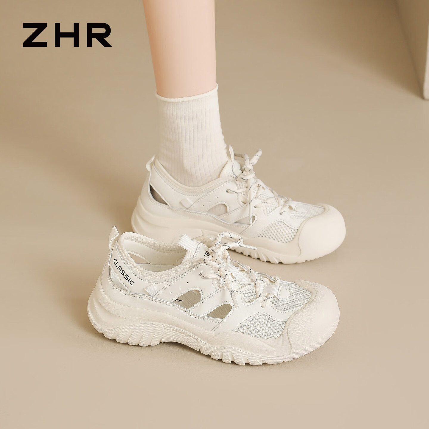 ZHR则则登山鞋女夏季户外防滑女鞋新款镂空透气运动凉鞋女 KS516E米色37