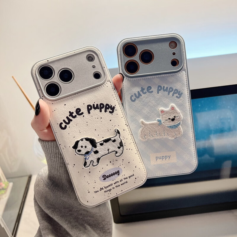 品胜优品蓝格纹小狗vivox300pro手机壳皮纹s30s20新款x200x100镜头全包x90防摔s19潮y78+个性y52s卡通女保 【泼墨斑点狗+贴件】不带侧边标签银色 iQOO Z8