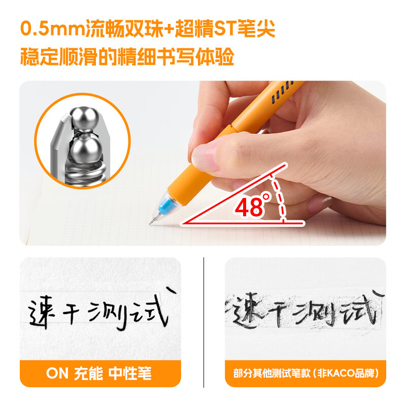 KACO芬达联名充能中性笔套装4支装易拉罐创意中性笔大容量书写考试刷题办公文具速干顺滑 分享罐+5支装笔芯