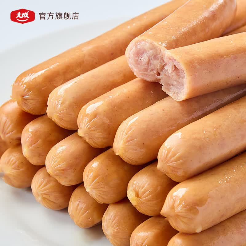 大成德式香肠烤肠肉肠火腿肠早餐半成品速食猪肉肠烧烤肠空气炸锅食材 30g原味1kg/约33根【ITI国际美味双星奖】