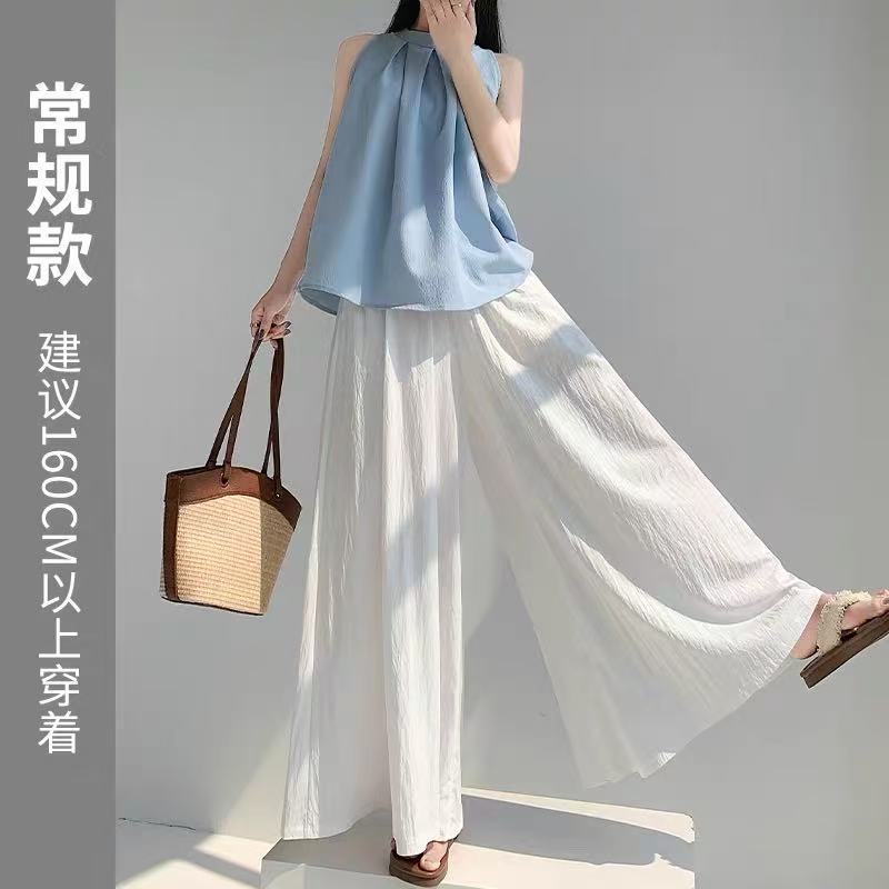 燠阳山本裙裤女夏季薄款2026新款高腰休闲半身裙小个子垂感冰丝阔腿裤 咸菜绿 M 【80-110斤】