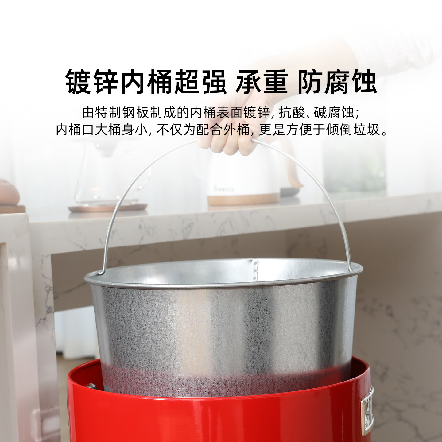 WESCO垃圾桶火箭桶欧式复古创意家庭办公室高颜值摆件垃圾桶 大火箭桶-35L红色