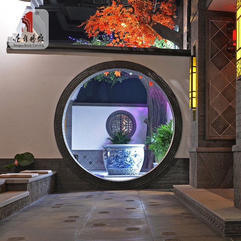 中式仿古外墙瓷砖 室内外装修庭院四合院圆形门洞月亮门 内径2米圆形