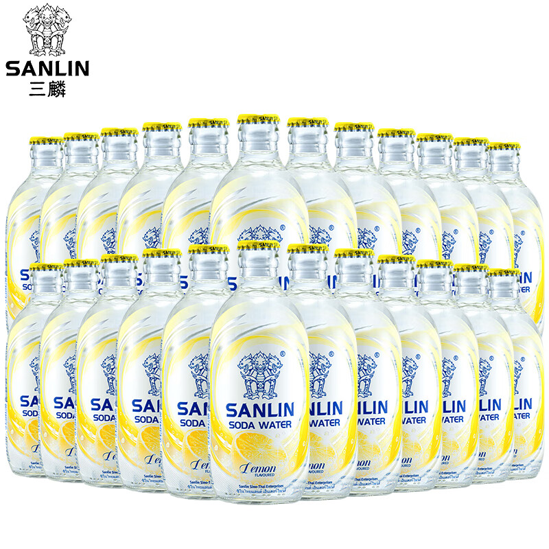 三麟无糖苏打水饮料整箱原味/白桃/海盐0糖0卡0脂气泡水335ml 柠檬苏打味汽水 335mL*24瓶