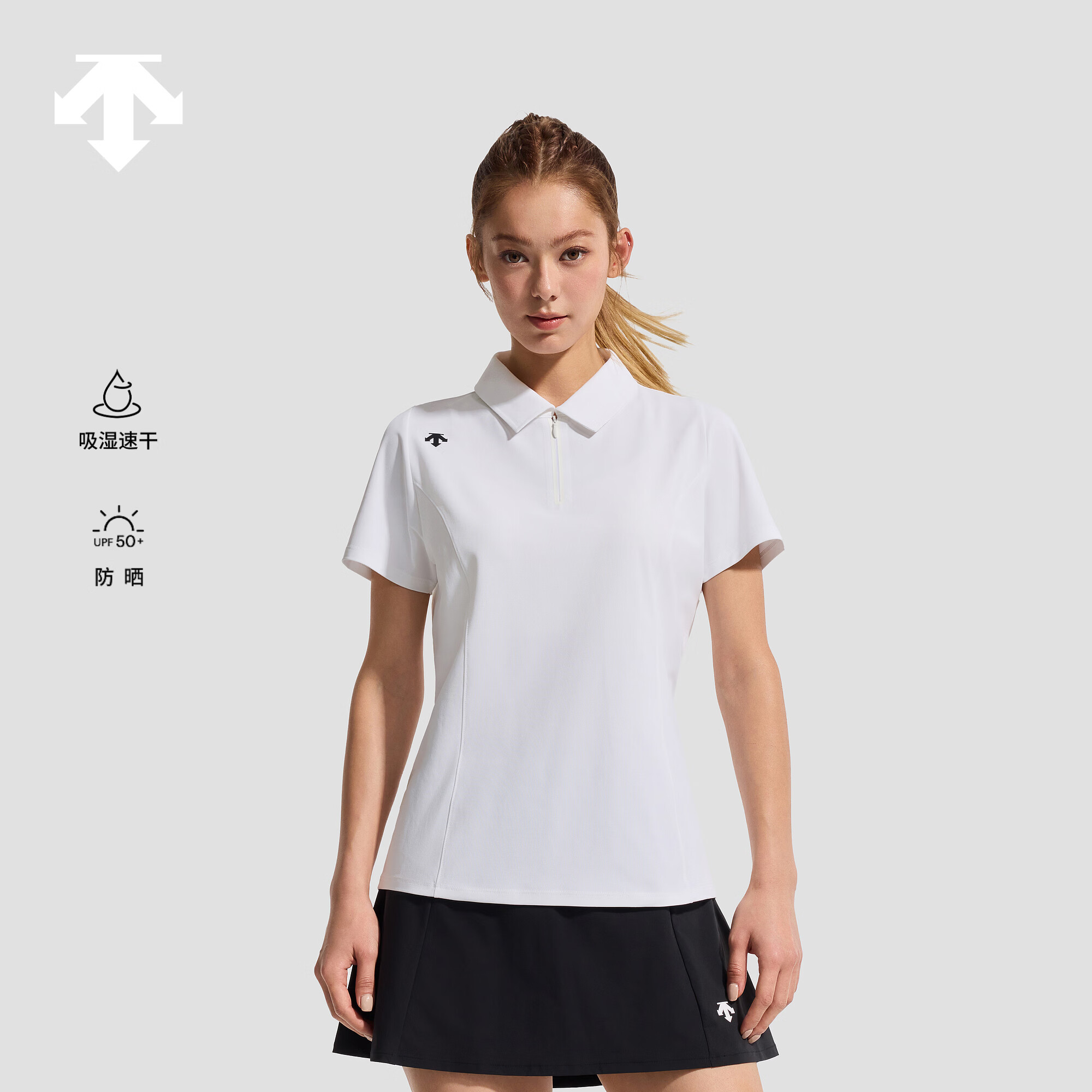 迪桑特（DESCENTE）WOMEN’S TRAINING女士吸湿速干防晒短袖T恤POLO衫 WT-白色 L (170/88A)