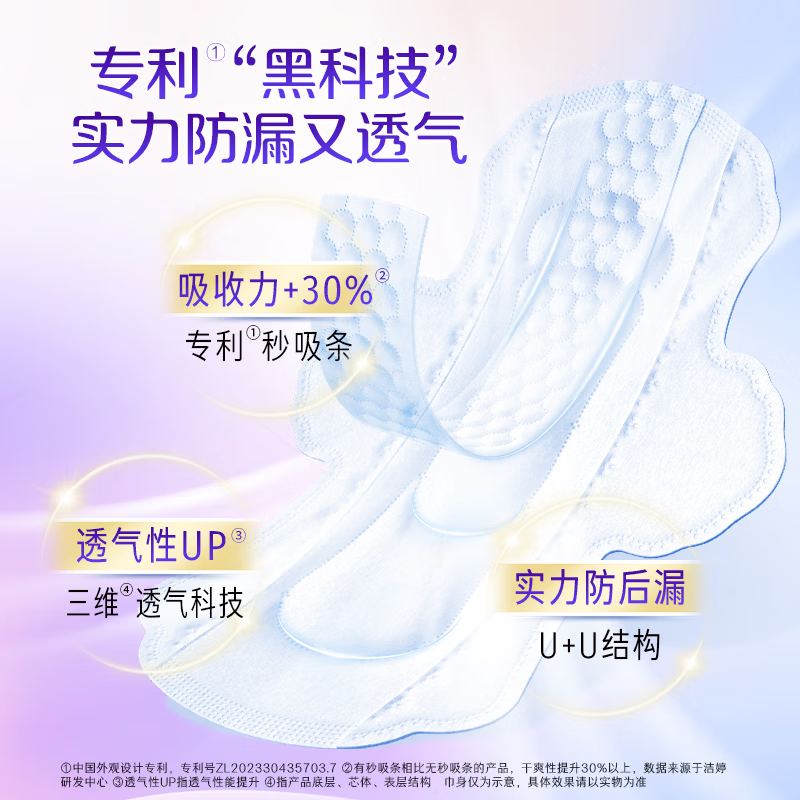 洁婷卫生巾樱花极薄干爽透气双U量大秒吸日用夜用亲肤护理垫姨妈巾 日用组合80片