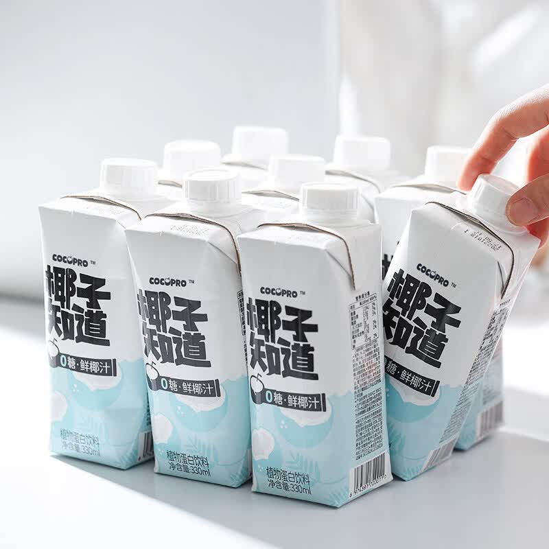 椰子知道0糖鲜椰汁电解质果汁饮料椰青原浆植物蛋白椰奶1L送刨冰机椰子汁 【刨冰机】0糖鲜椰汁330ml*12瓶
