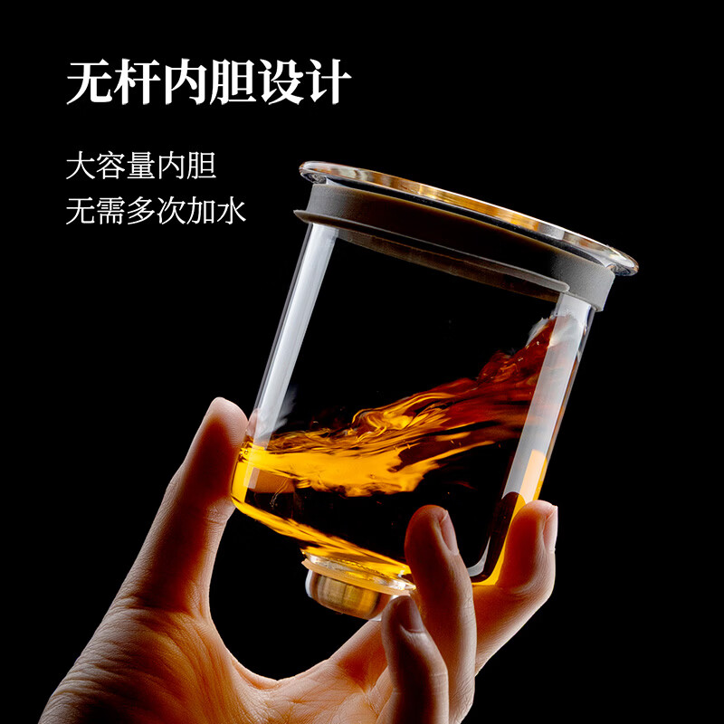 邦田(Bonston)全玻璃内胆飘逸杯茶水分离玻璃泡茶壶懒人泡茶茶具套装办公家用 单壶银色800ml【新品上市 质保一年】