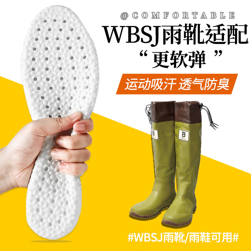 【新品】适配WBSJ雨靴鞋垫野鸟协会雨鞋可用软久站走路运动防透气 灰色1双海绵薄款 42