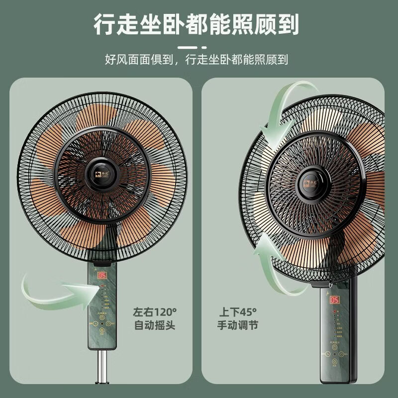 骆驼电风扇家用铜芯电机智能语音遥控立式落地扇大风力超轻音节能落地扇办公室宿舍卧室客厅静音风扇 20寸【铜电机铝叶遥控款】