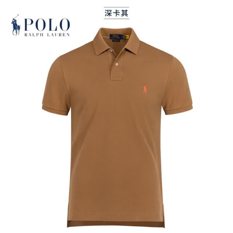 RALPH LAUREN 拉夫劳伦男装小马标短袖Polo衫上衣夏季高端休闲纯棉翻领半袖男士T恤透气 宝蓝-红标 L 备注身高体重,按身高体重定制发货
