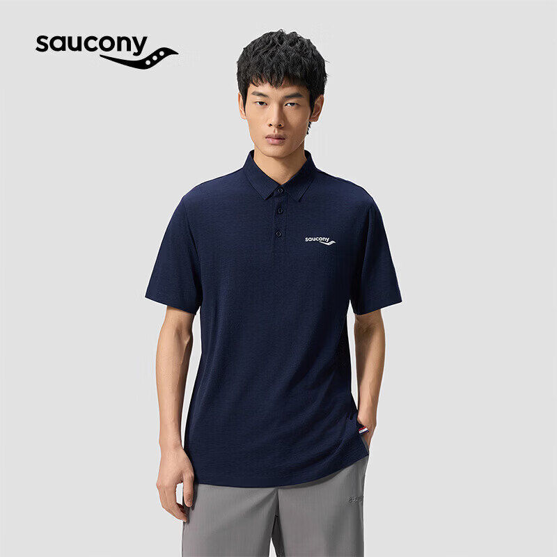 SAUCONY男春夏轻量质感舒适挺阔经典羊毛短袖polo衫26年新品