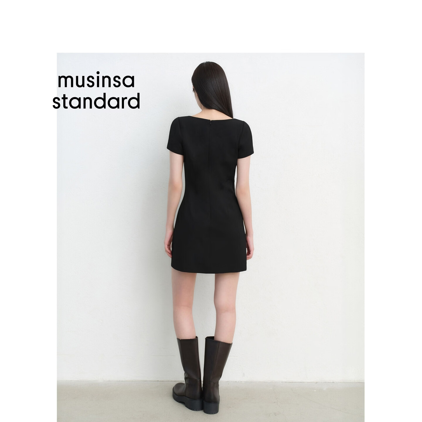 MUSINSA STANDARD【宇宙甜豆】韩国26夏季新品女士短袖连衣裙 黑色（BK） XS