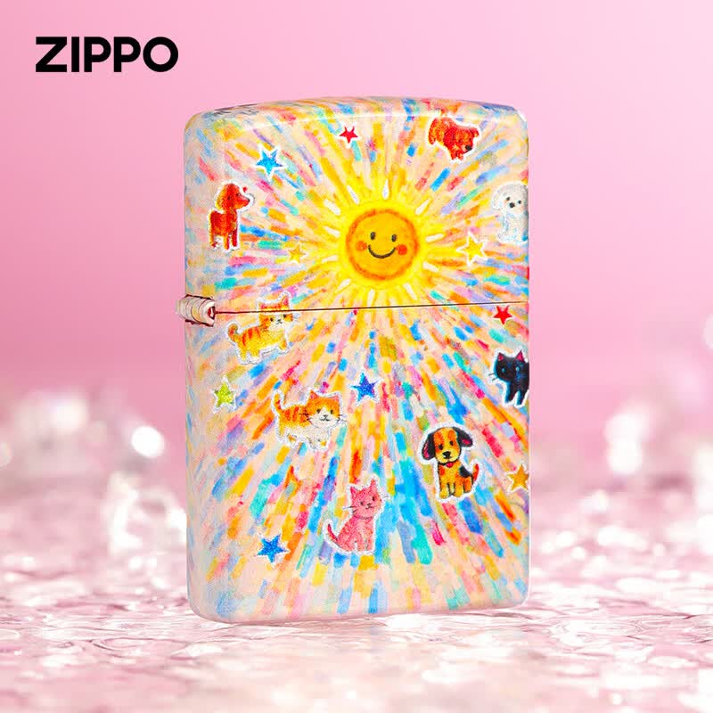 ZIPPO打火机zippo正品煤油防风镀银烦恼拜拜涂鸦萌宠520女士送男士礼物 单机【新机无油】