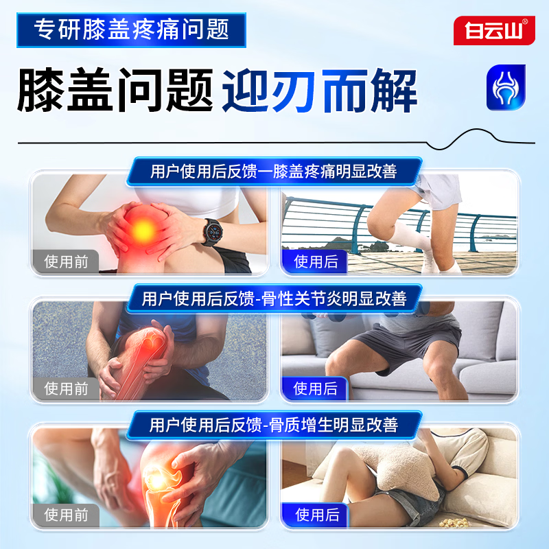 白云山膝盖远红外疼痛热敷贴积液关节痛滑膜炎半月板损伤修复专用贴膏 3盒【巩固装】重度疼痛患者首选 膏贴品牌TOP&至快次日达&膝盖止痛特效专用贴