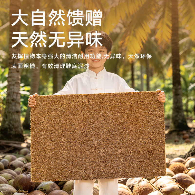 大江高档入户门地垫2026年新款商用地毯门口入户脚垫定制天然椰棕地垫 椰棕-素色 60cm*90cm 【覆盖单开门门框】