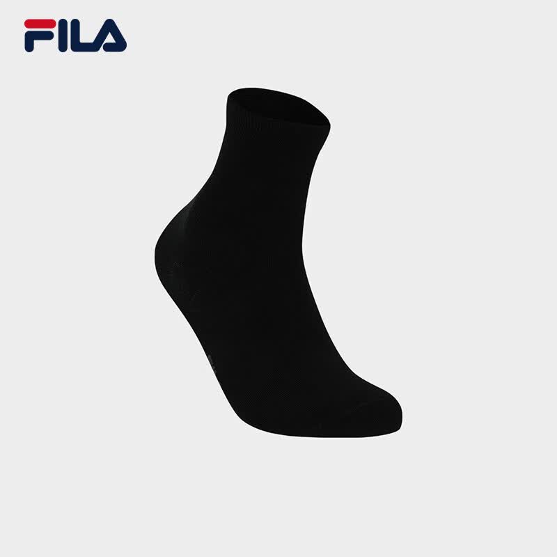 FILA 斐乐官方男袜新款中腰袜简约时尚袜子休闲舒适中筒袜运动袜 正黑色-BK
