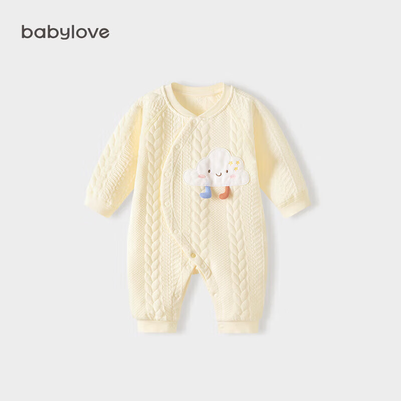 babylove婴儿连体衣秋冬纯棉可爱宝宝哈衣爬服新生儿夹棉保暖衣服秋冬装