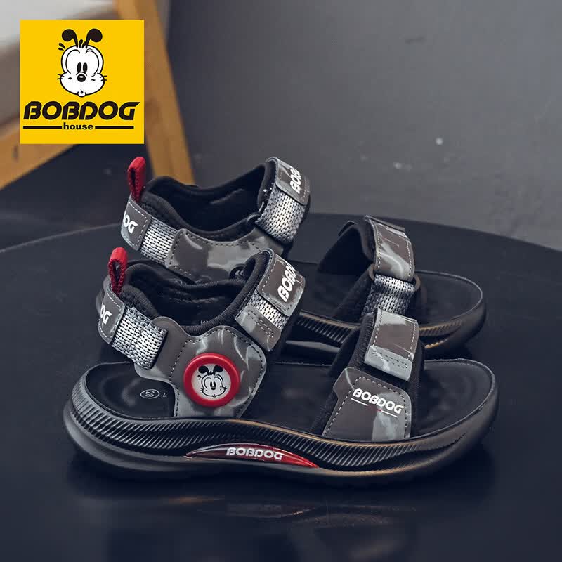 巴布豆(BOBDOG)童鞋男童夏季运动凉鞋中大童校园鞋子2026新款百搭露趾沙滩鞋 黑色62011 30 适合脚长19.5cm