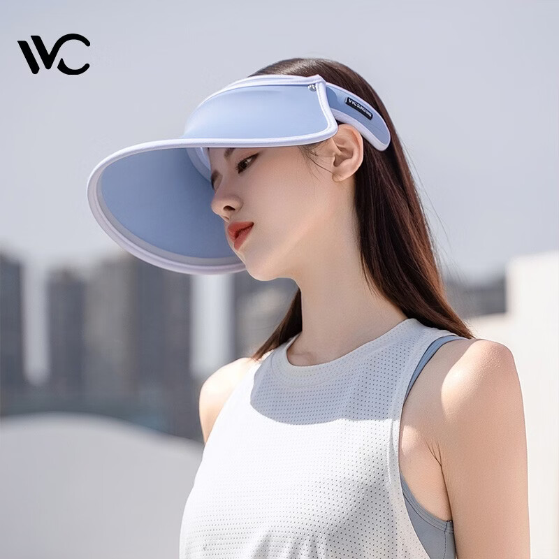 VVC遮阳帽夏季女亲子户外骑行太阳帽女神帽遮脸防紫外线防晒帽ZT 【青春款】灰度蓝 可调节