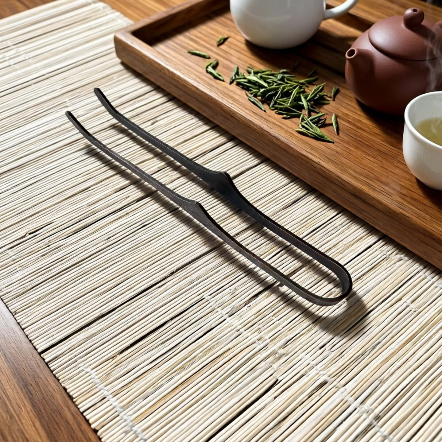 手工锤纹紫铜茶夹17cm新中式复古茶杯夹防烫取杯夹功夫茶具配件 紫铜锤纹茶夹