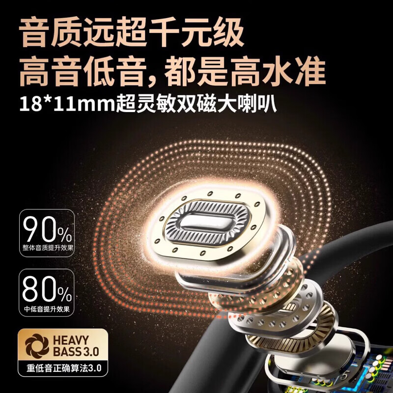 JBL蓝牙耳机挂耳式不入耳骨传导开放式运动跑步降噪重低音高音质防水超长续航高颜值2026新款 星空黑