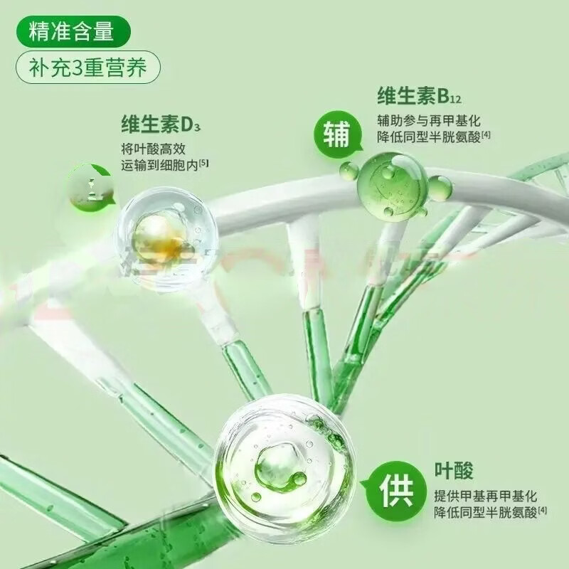 倍轻元通用BRYXL叶酸片活性叶酸3.0复合维生素&B12中老年成人男女同型 【疗程装】 100片*3瓶 维生素b12叶酸片