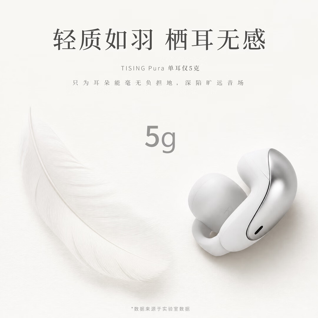 听颂TISING Pura【首发礼遇】开放式蓝牙耳机 不入耳夹耳式 5g无感佩戴 全天候舒适通勤 高阶音质 玄墨黑