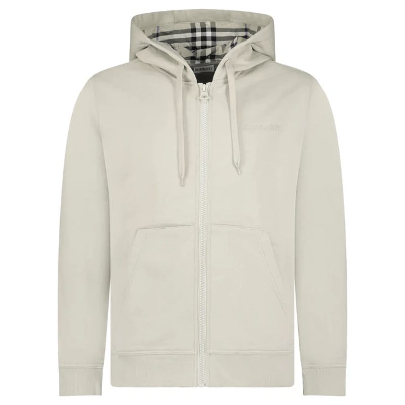 BURBERRY巴宝莉男士米白色棉质字母刺绣拉链连帽夹克S 81217261 父亲节