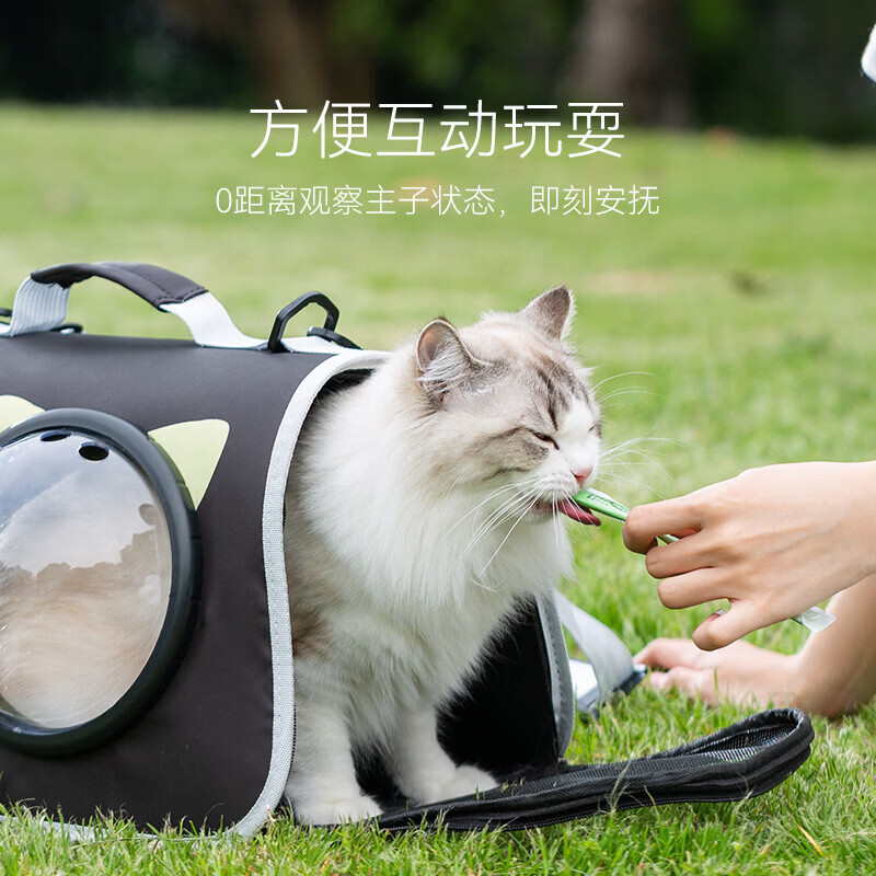 简约太空猫包大空间斜挎手拎二合一猫咪户外出行透气宠物猫咪用品 熊大号【43*14*28】