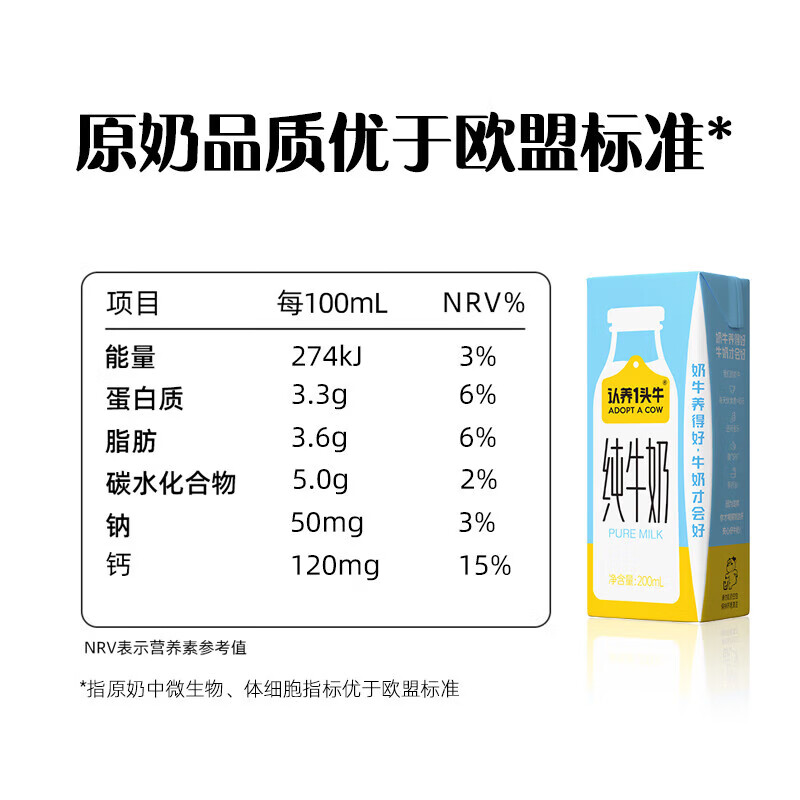 认养一头牛纯牛奶 全脂早餐营养学生奶 200ml*6盒