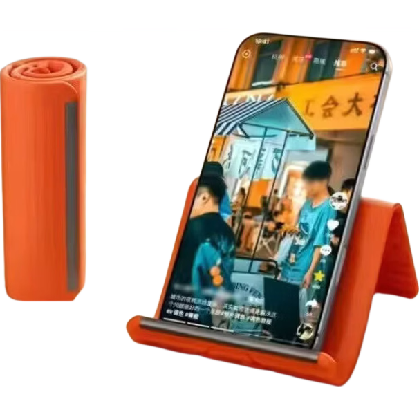 手机支架创意便携桌面折叠追剧平板电脑懒人支架柔韧性高颜值架托 橙色