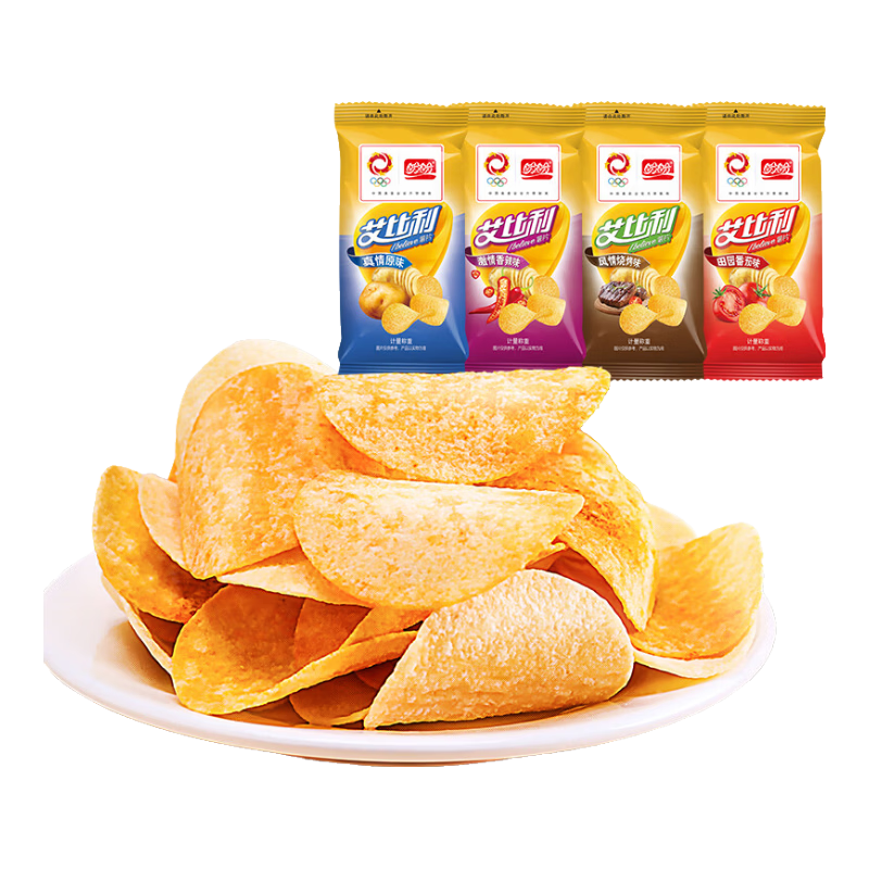 盼盼 艾比利薯片膨化食品儿童网红休闲零食办公室经典多口味薯片 艾比利薯片30g*5包（混合口味）