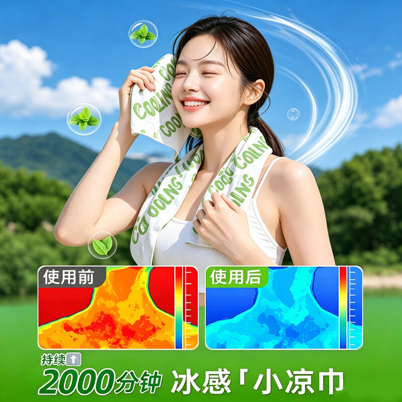 冰感毛巾清凉提神降温去汗止汗湿巾户外运动长效清凉便携冰凉巾 20包（全家囤货装）