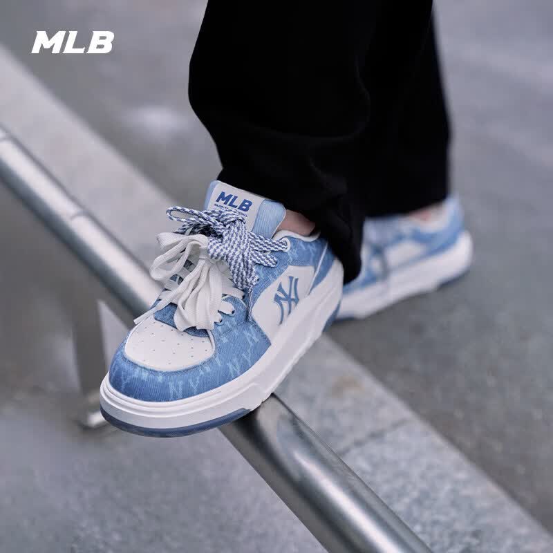 MLB汪苏泷同款韩系时尚复古老花厚底增高学长鞋春夏男女休闲运动板鞋 纽约洋基队/黑色 42 (日常42码拍)