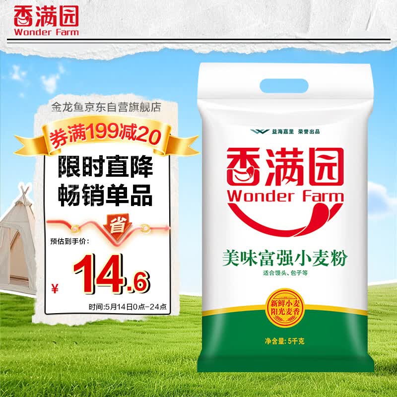 香满园 面粉 中筋粉 美味富强小麦粉 10斤 包子饺子馒头饼手擀面
