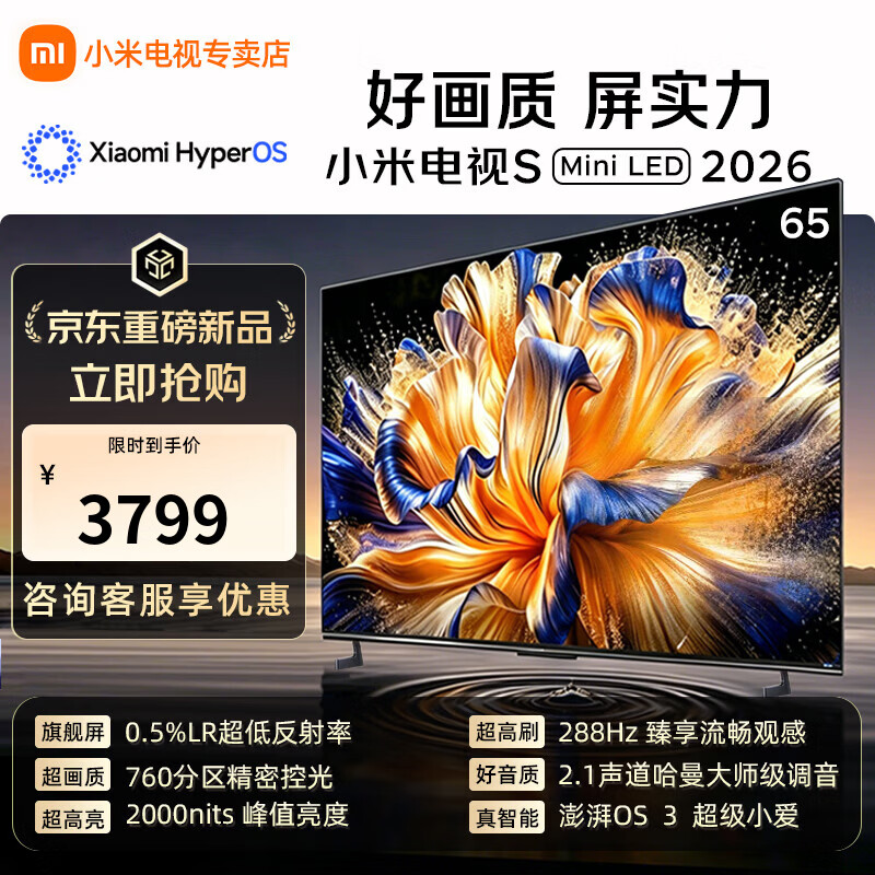 小米（MI）【新品上市】电视S65 Mini LED 2026 65英寸 低反屏 288HZ 澎湃OS 小米电视机 一级能效  65英寸