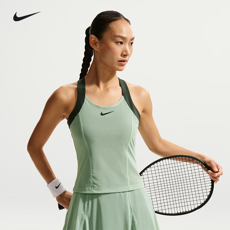 耐克（NIKE）网球服女子运动背心26法网郑钦文同款工字上衣快干透气 IV5707-007 云杉绿 L