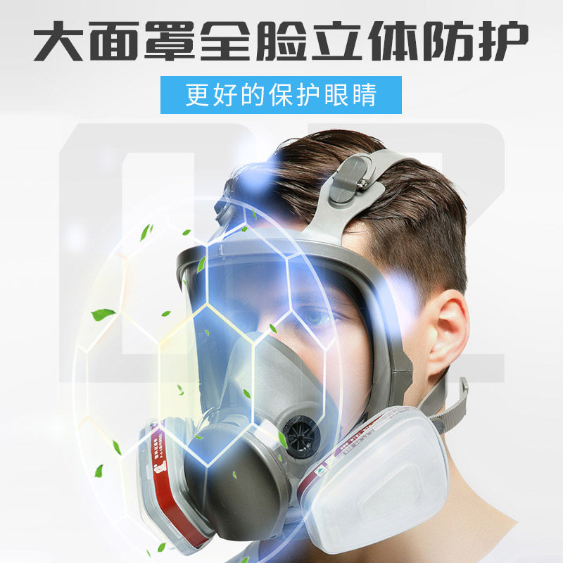防毒面具全面罩喷漆防尘口罩全脸头罩放毒氧气化工气体专用防护罩 6800主体面具