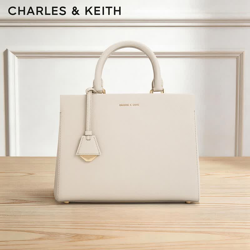 CHARLES&KEITH吊牌大容量托特包手提单肩送妈妈包包女包母亲节礼物CK2-50160152 Ivory象牙色 L