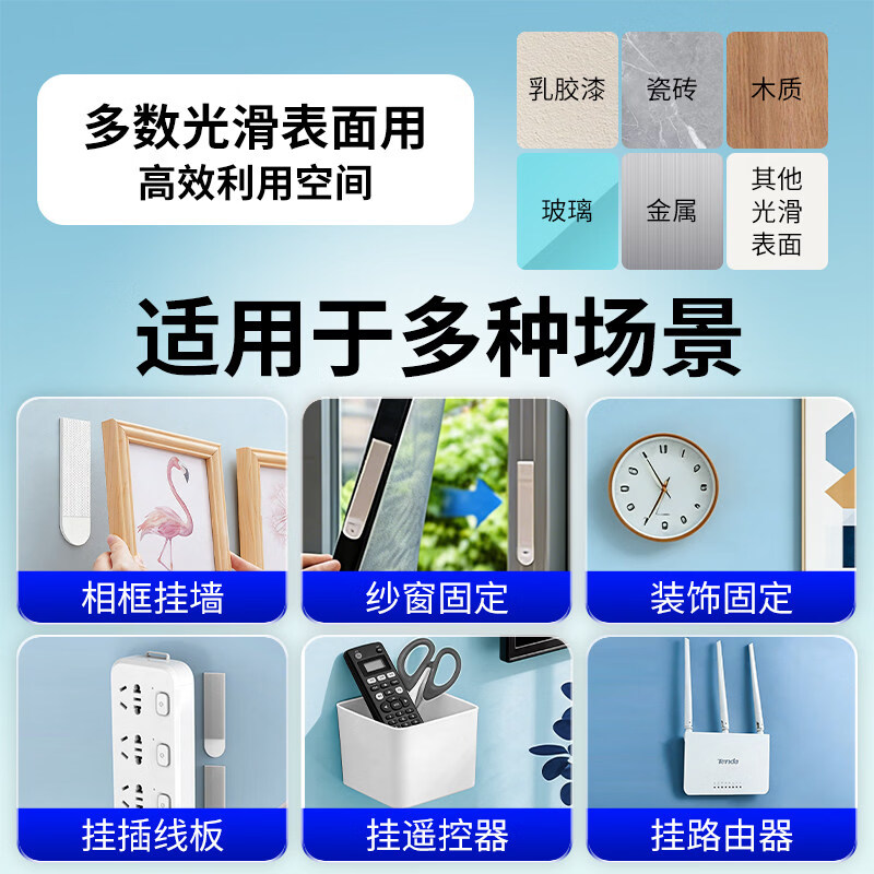GMEOARE免打孔无痕挂画神器不伤墙壁画魔力扣婚纱照片相框挂墙免钉魔术贴 72张/组合装热销三件套【大中小/36对】更划算 【掉落包退-安装简单-对扣粘钩】