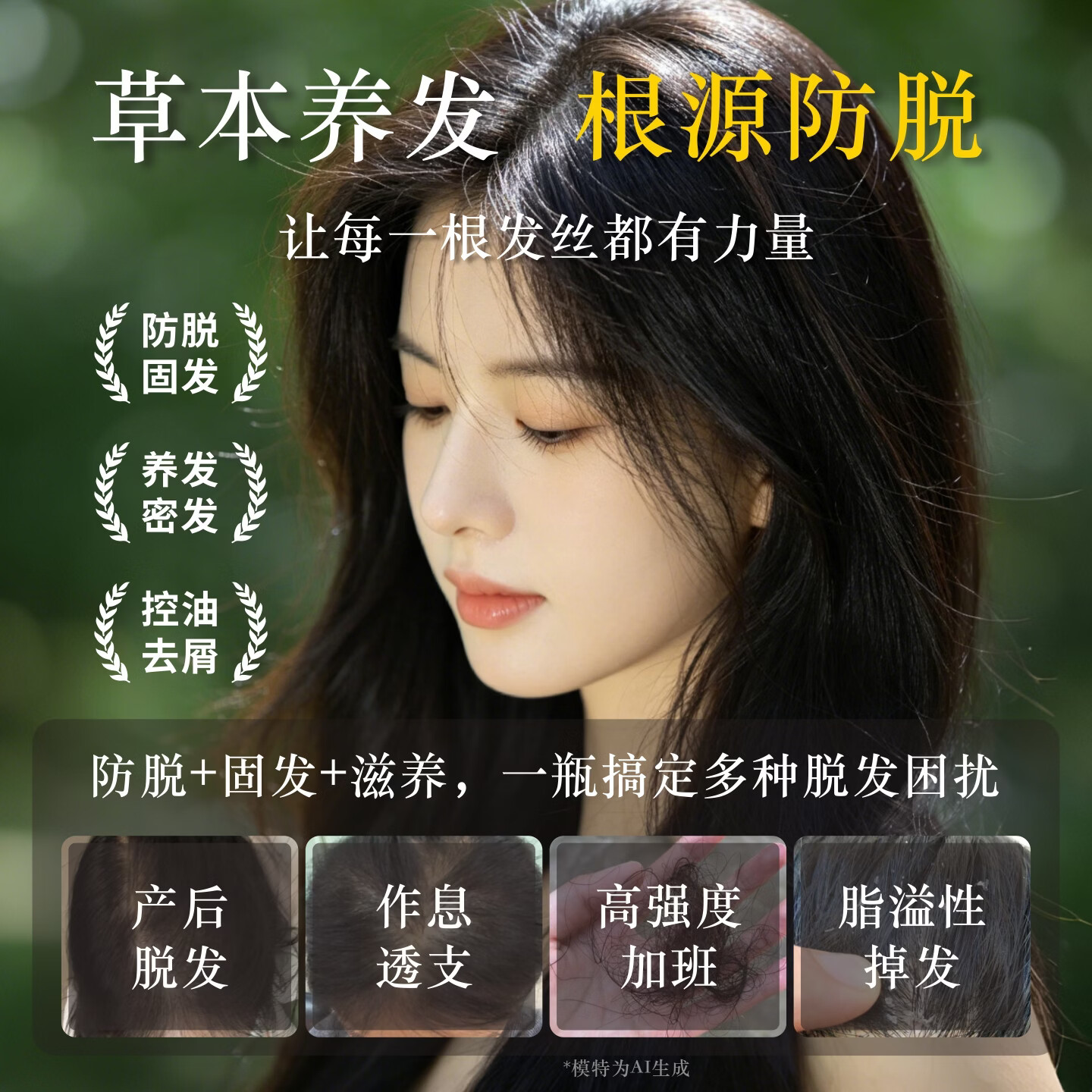 凯丽娜洗头膏男女士防脱发洗发水去屑止痒控油蓬松洗发液露正品官方品牌 防脱洗发水2瓶（买一赠六）
