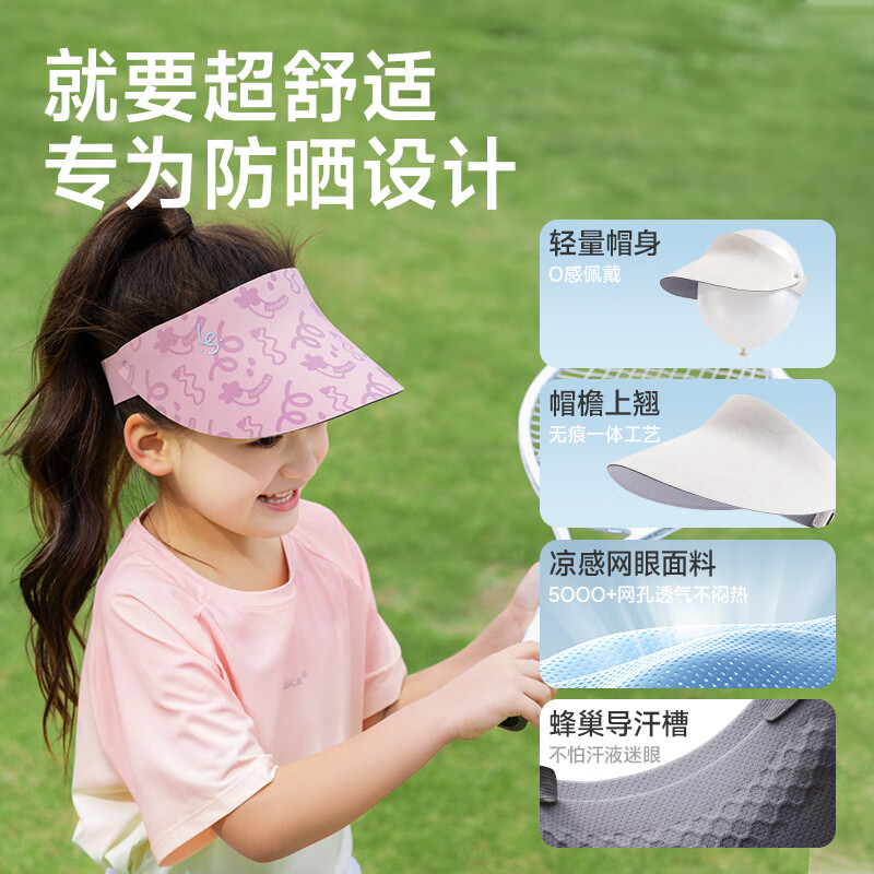 如山(LUSN)儿童防晒帽户外遮阳太阳帽男女童婴儿宝宝空顶帽鸭舌沙滩帽子 加大帽檐【空顶帽PRO】里瑟米